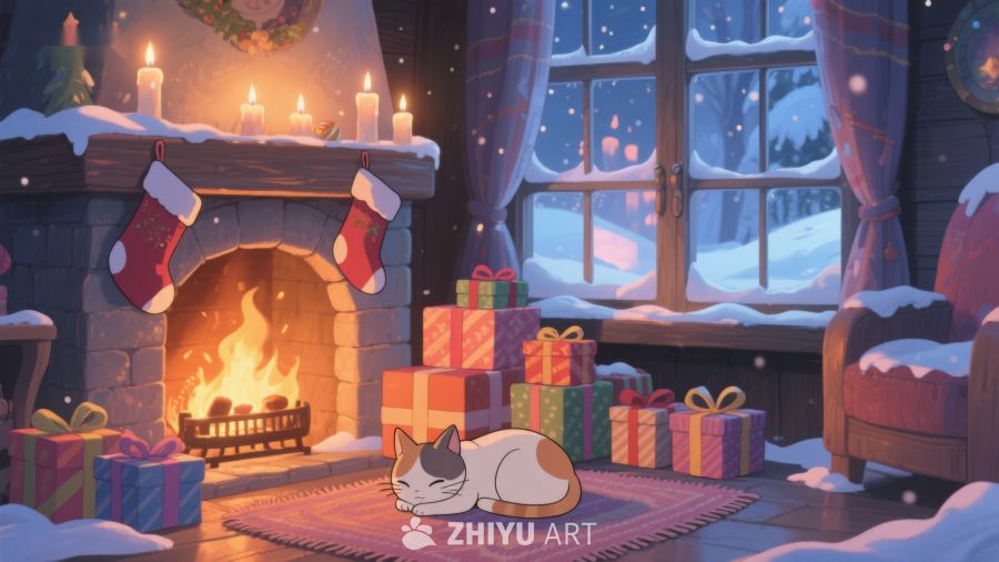 圣诞夜的温馨客厅 212