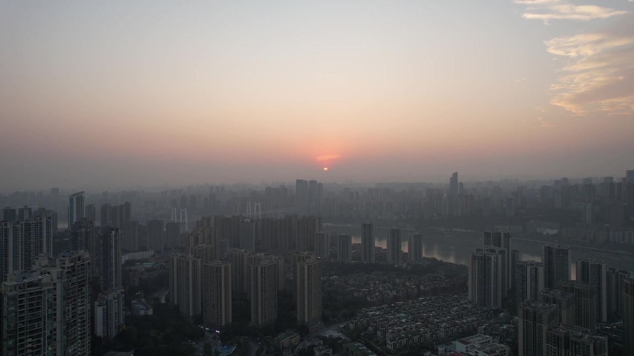  重庆夕阳晚霞日落航拍