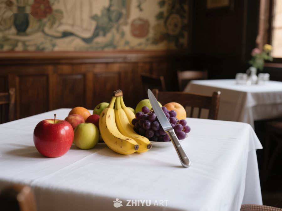 餐桌上的新鲜水果与刀具 52