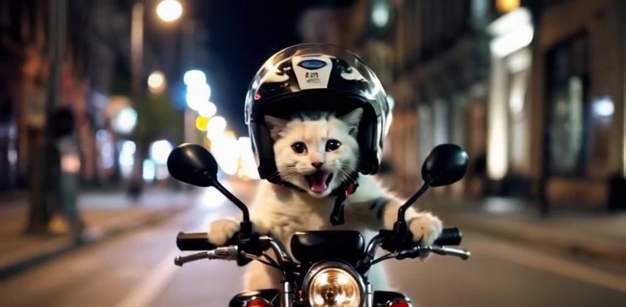 头盔猫咪夜间摩托车骑行记
