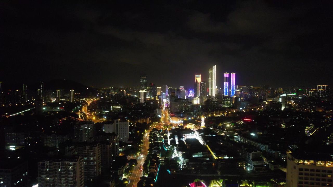江苏无锡城市夜景灯光航拍