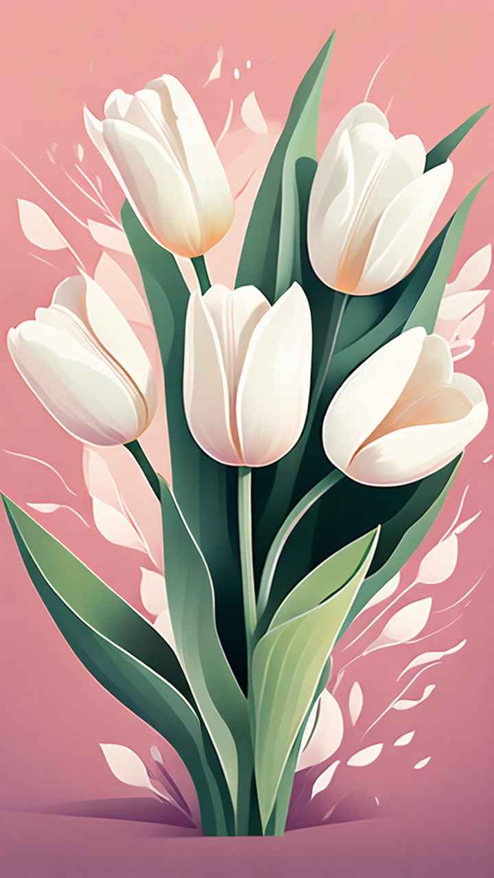 一个白色郁金香花束正在开放插画 93