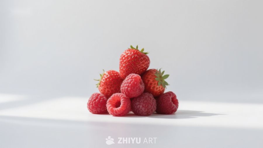 新鲜草莓与覆盆子堆叠 544