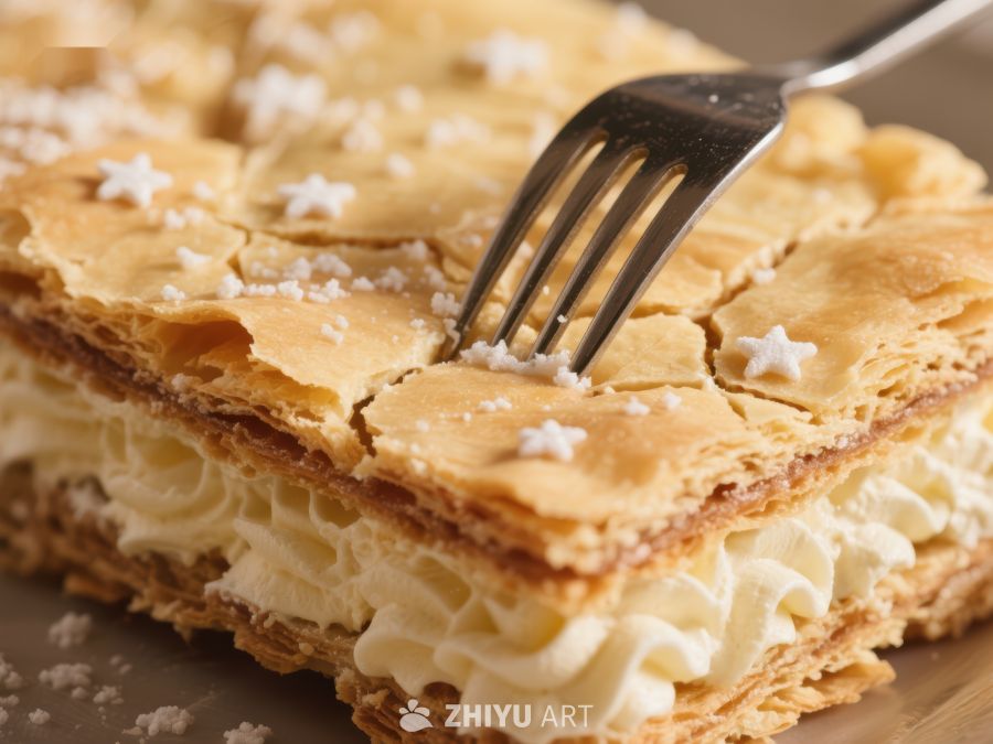 叉子轻插奶油千层酥 71