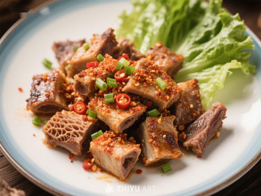 香辣牛肚配生菜