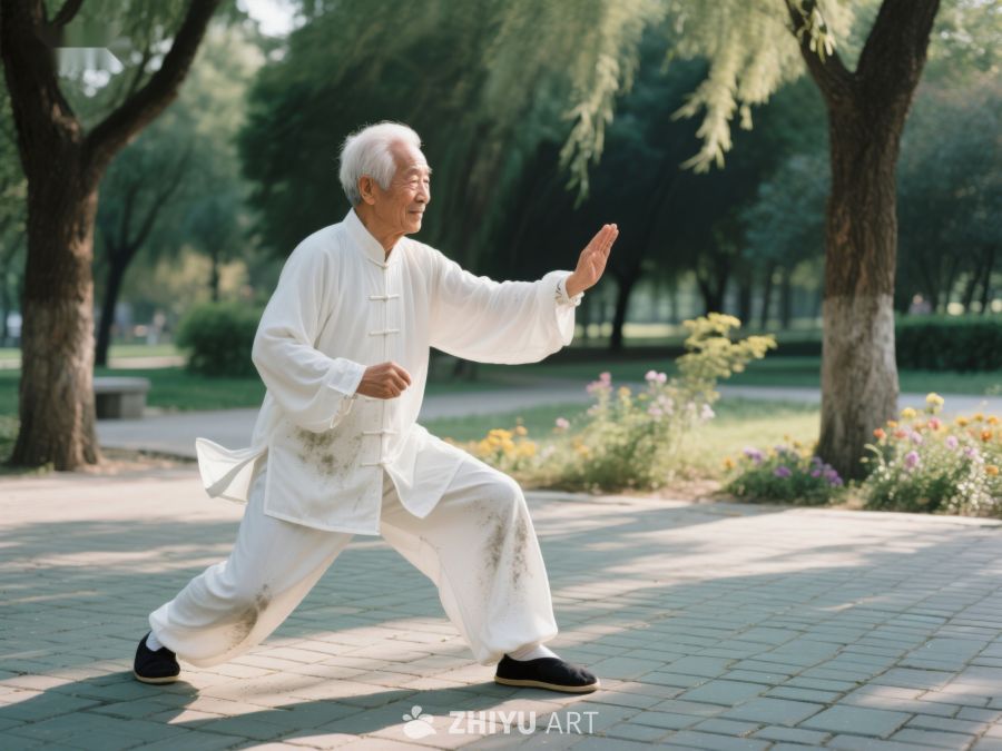 公园中练习太极的老人 98
