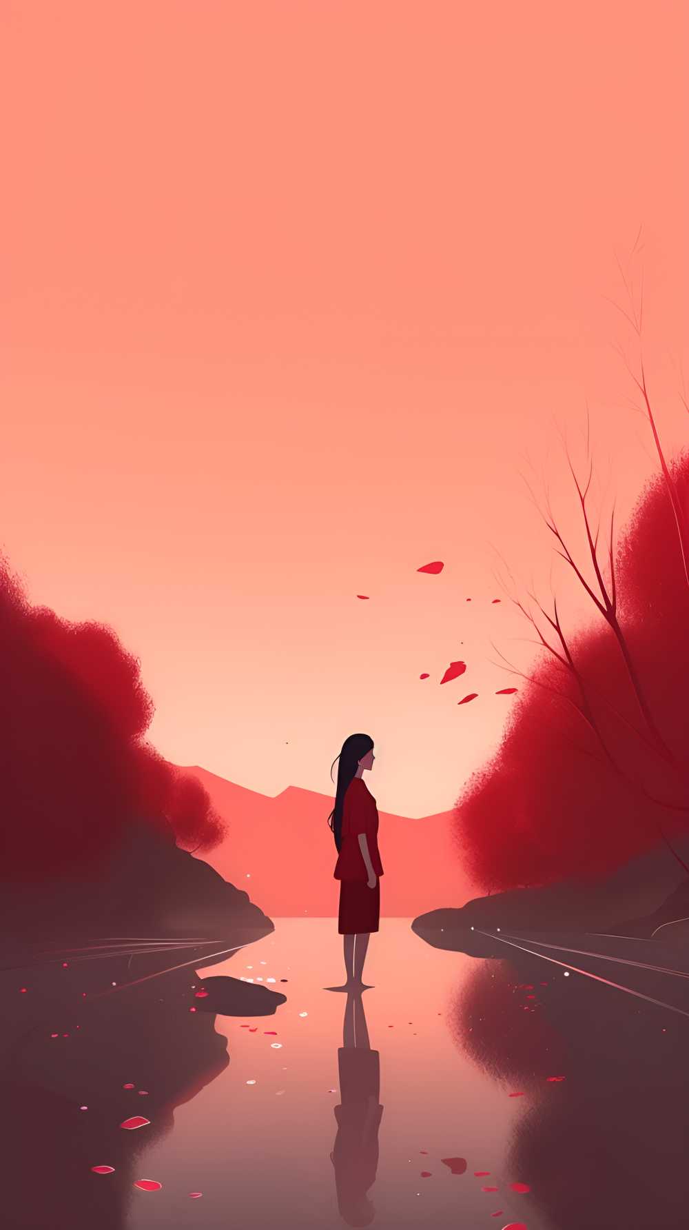 红色唯美背景意境
