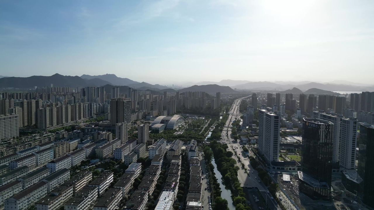  航拍台州海门河