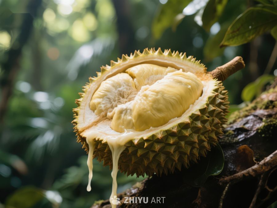 热带雨林中的新鲜榴莲 439