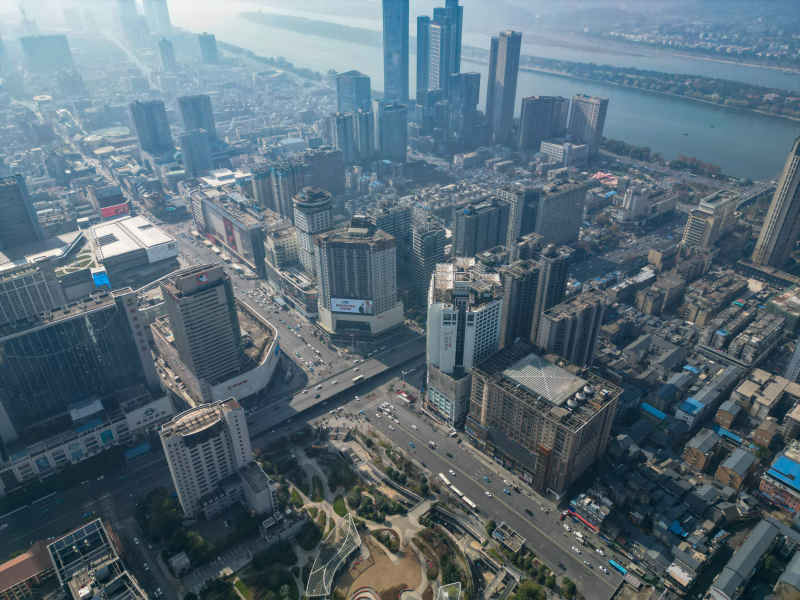 湖南长沙城市风光航拍摄影图