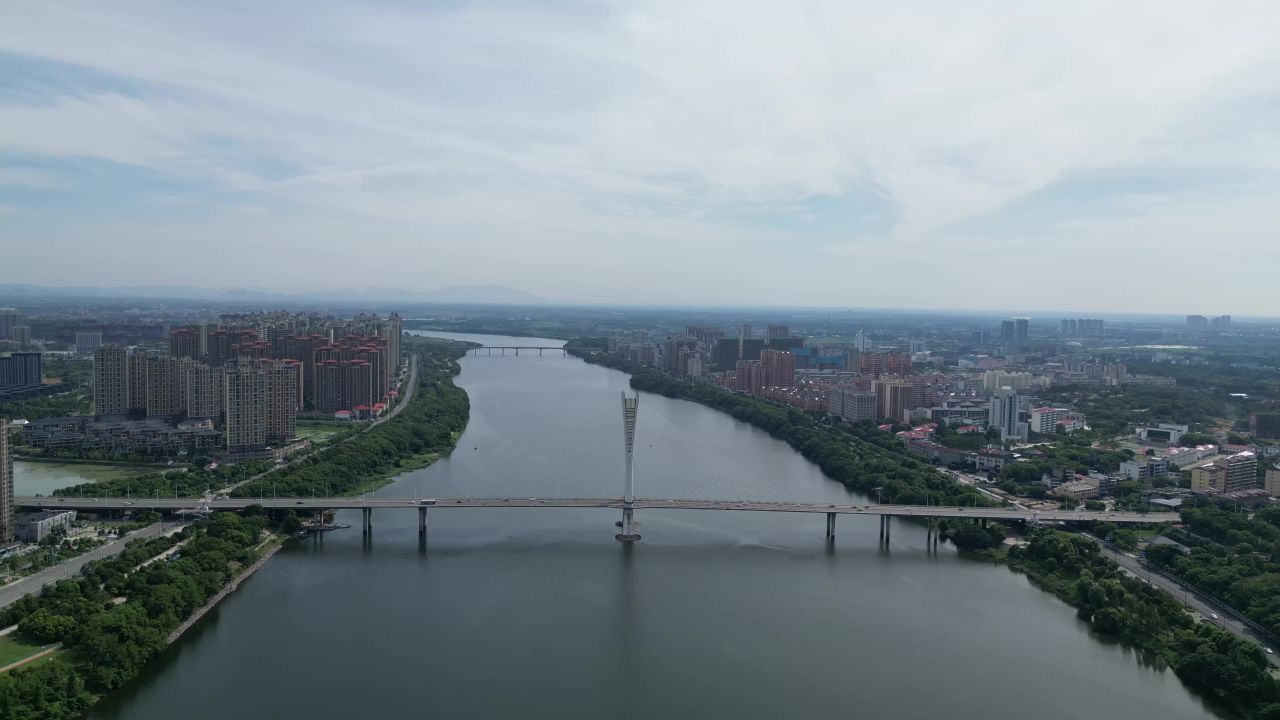 航拍鹰潭信江大桥