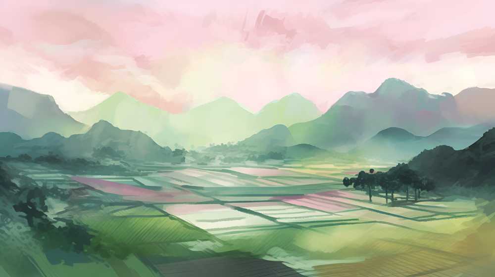 以山野为背景，怀旧意象风格