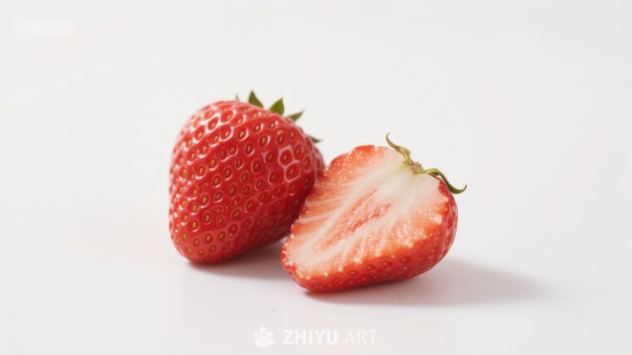 新鲜草莓与切面展示