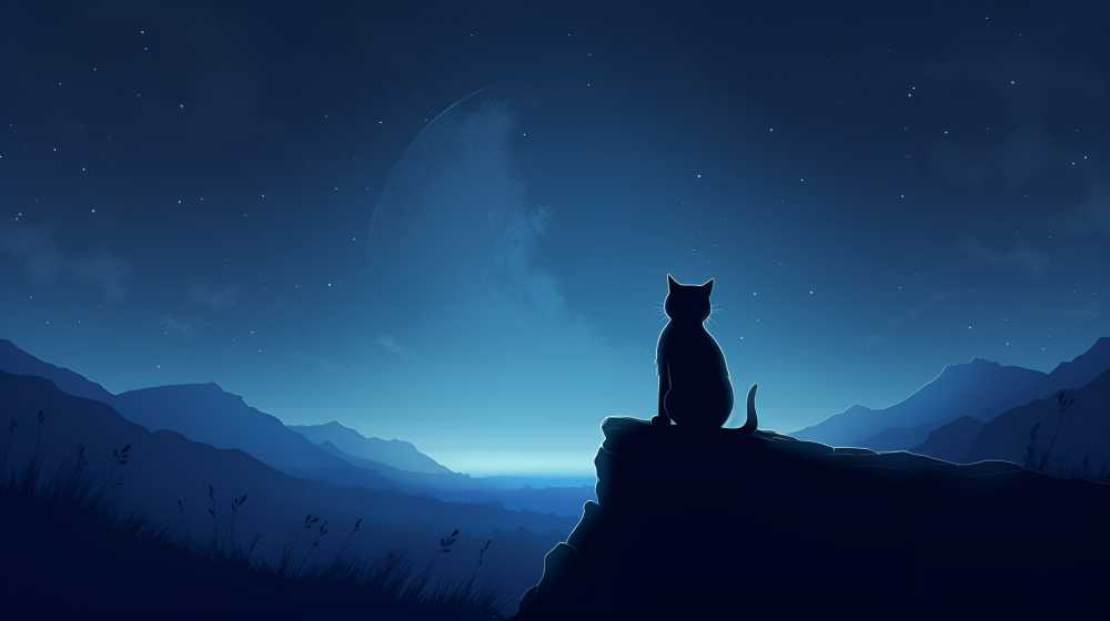 夜色下猫猫插画