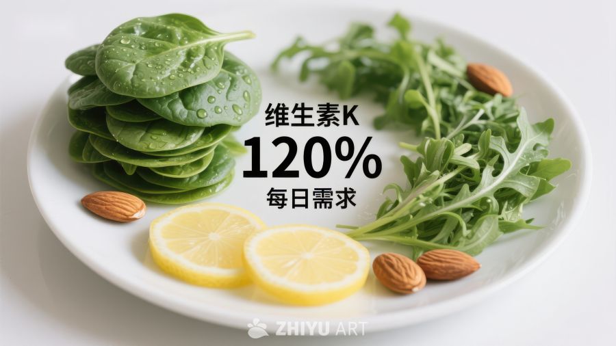 富含维生素K的绿色蔬菜与柠檬