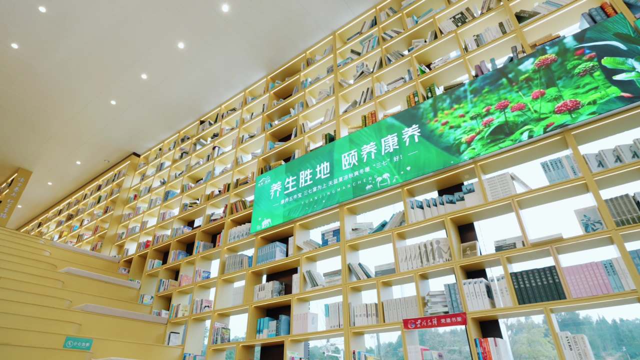 图书馆书架全景