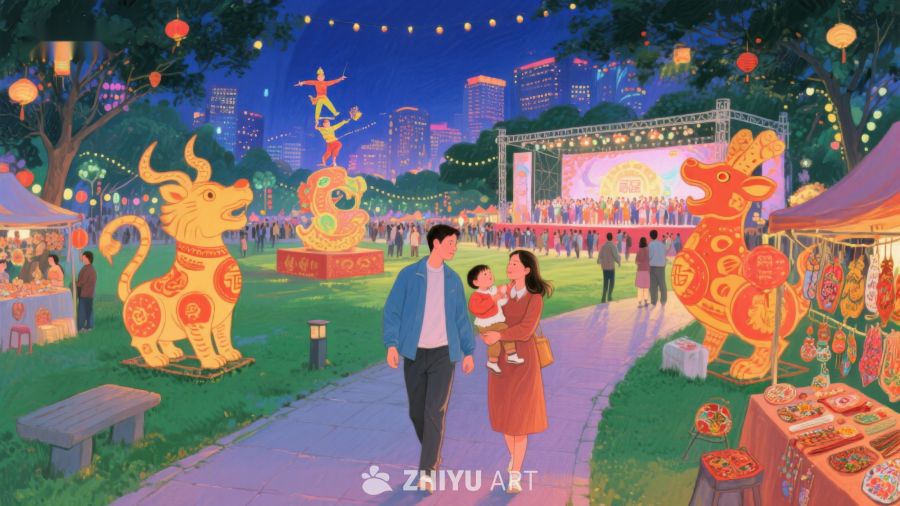 夜市灯会，家庭共赏 129