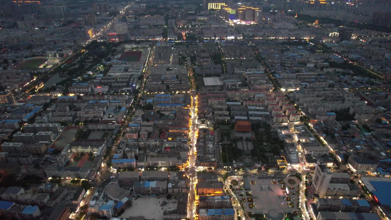河南许昌曹魏古城夜景航拍