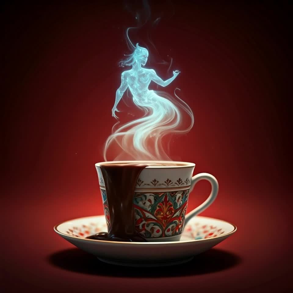 一杯盛有棕色液体的咖啡放置在带有图案的白色茶碟上，