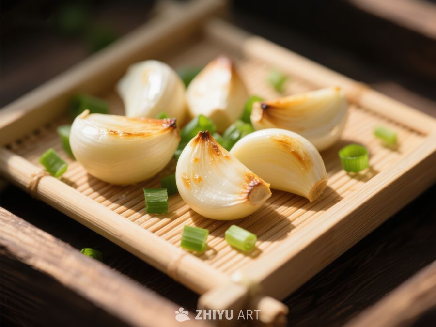 烤制蒜瓣与青葱点缀 326
