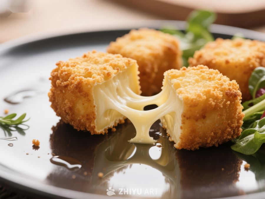金黄酥脆的芝士球配沙拉