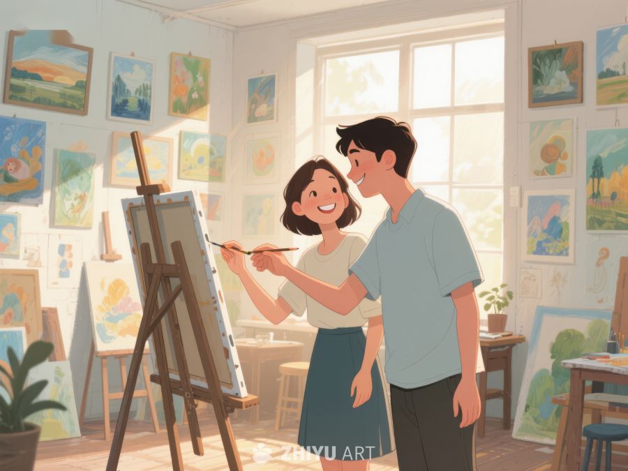 两人在画室共同创作 468