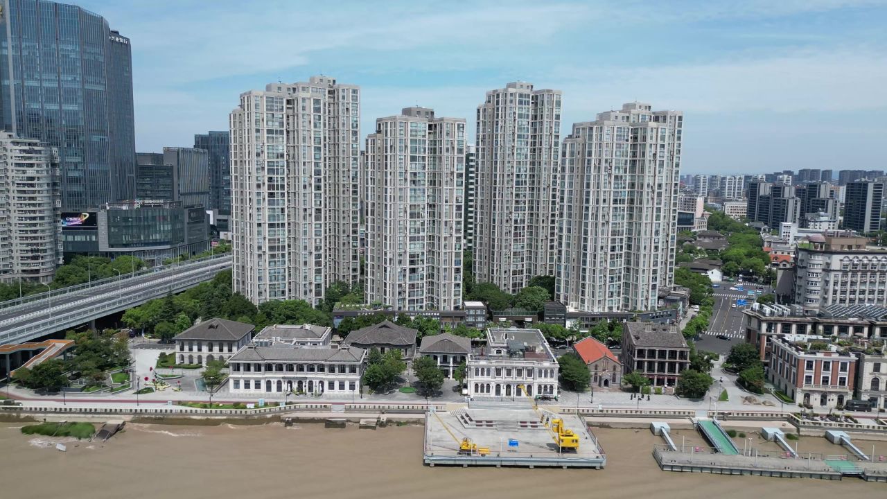 航拍浙江宁波建设宁波风光