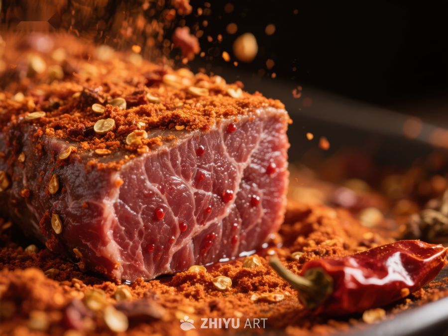 香料腌制的牛肉特写 800