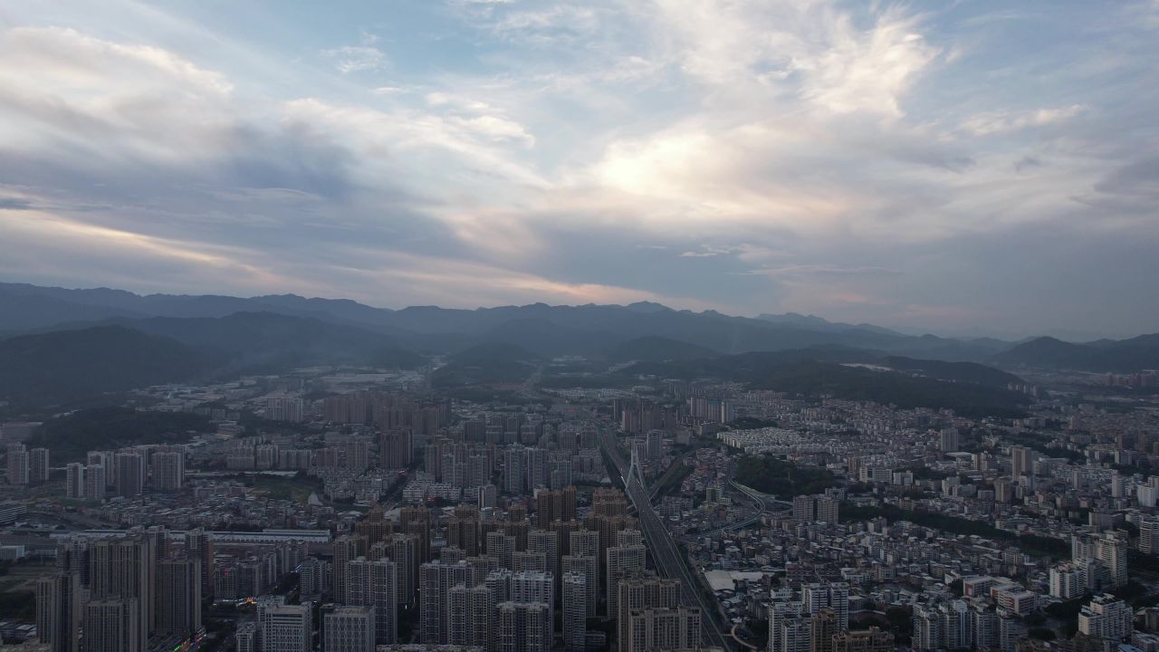 福建龙岩城市风光航拍 