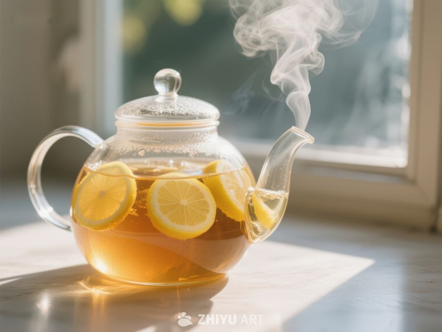 柠檬茶壶蒸汽袅袅