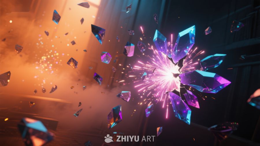 璀璨水晶爆炸，光影交织的梦幻场景 55