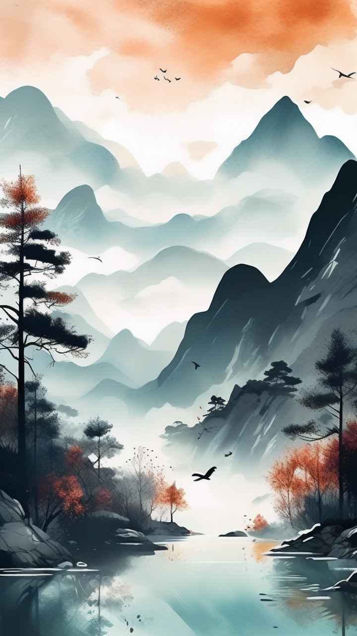 国风山水画背景插画 29