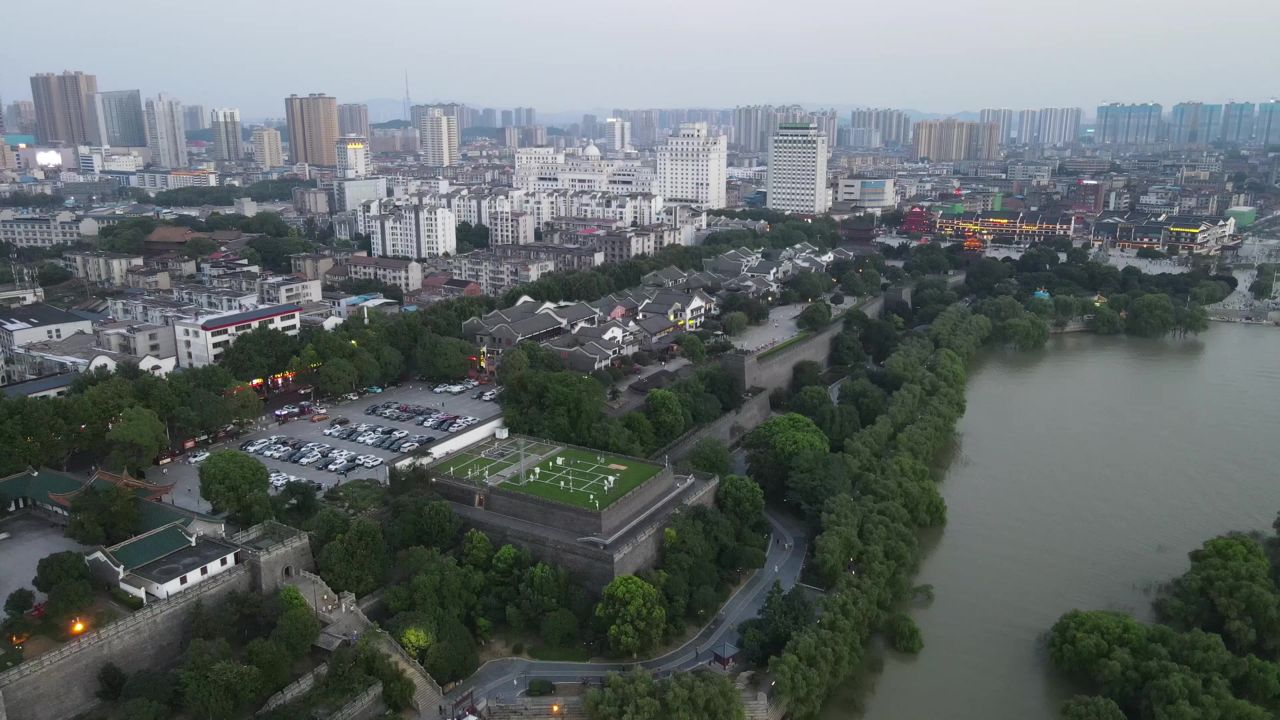  湖南岳阳城市风光带航拍 