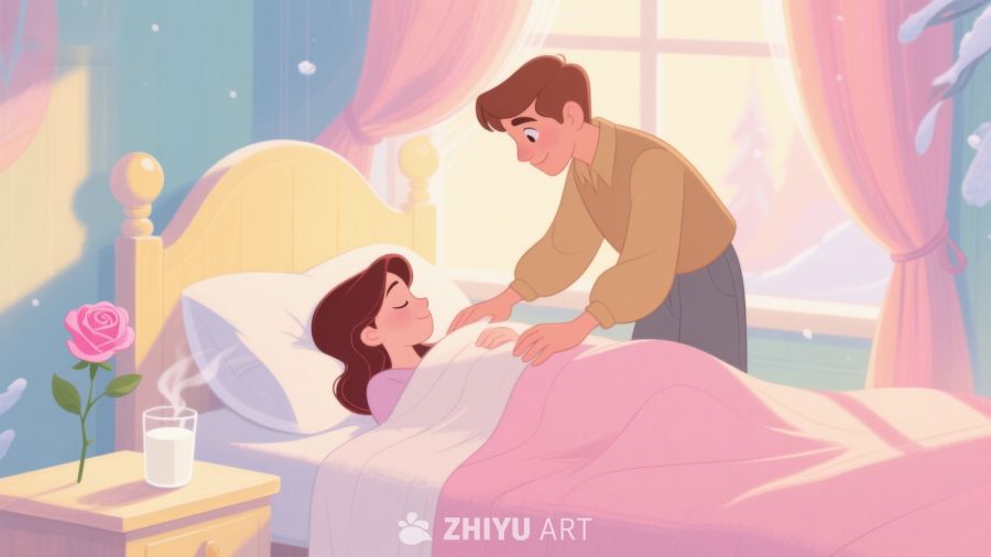 温馨床边守护，玫瑰点缀柔情 405