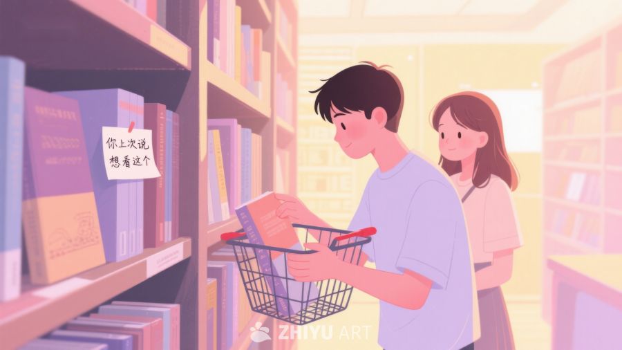 图书馆内两人挑选书籍 299