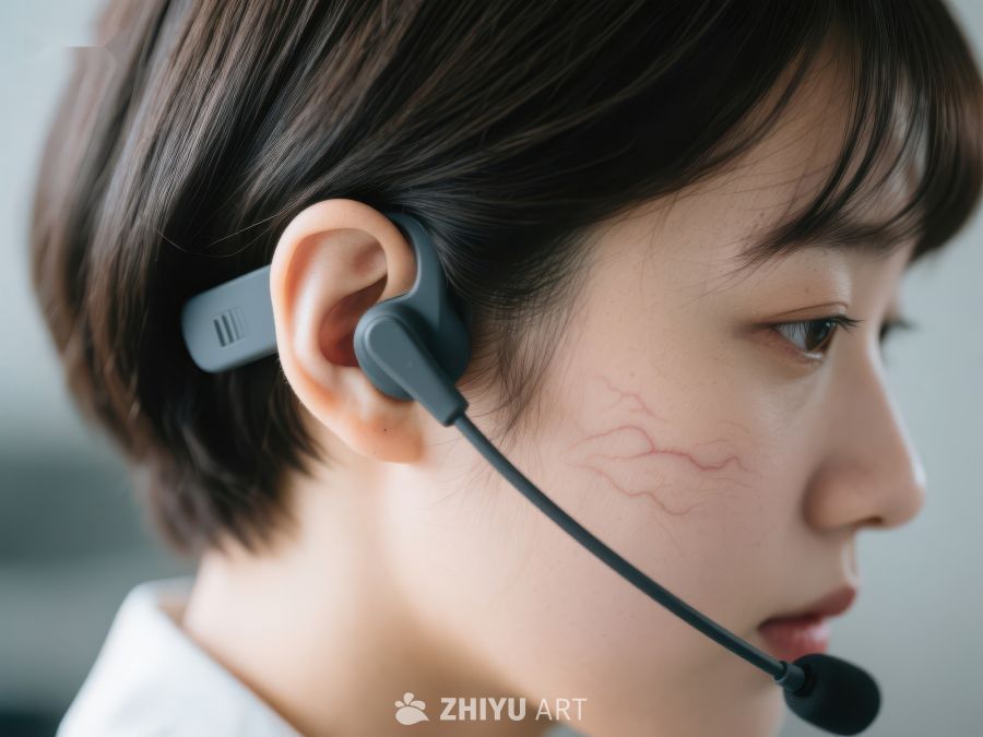 佩戴耳机的专注人物侧脸 275