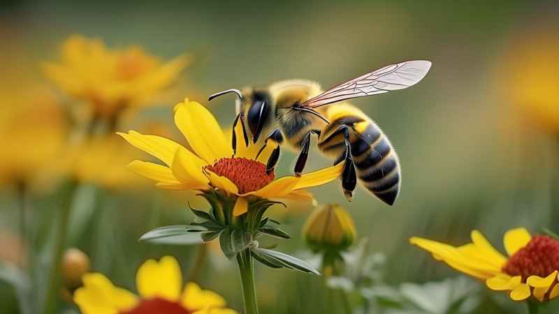 蜜蜂在花间忙碌采蜜 11