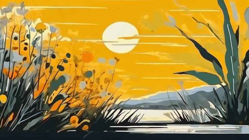 植物抽象黄色静态插画 66