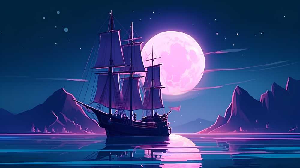紫色夜景唯美月亮