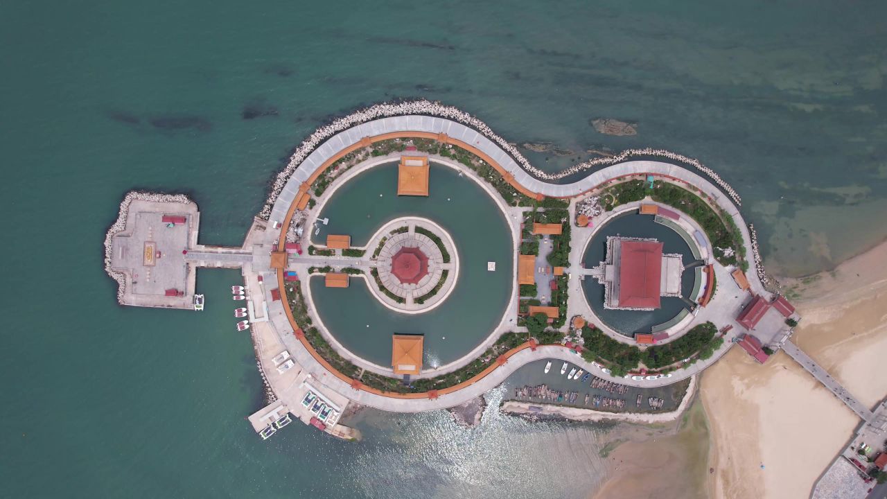 山东蓬莱旅游景区八仙过海景区航拍