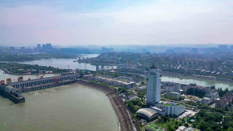 湖北宜昌城市风光航拍图 