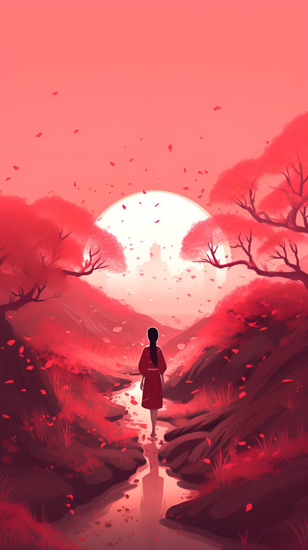 红色唯美背景意境