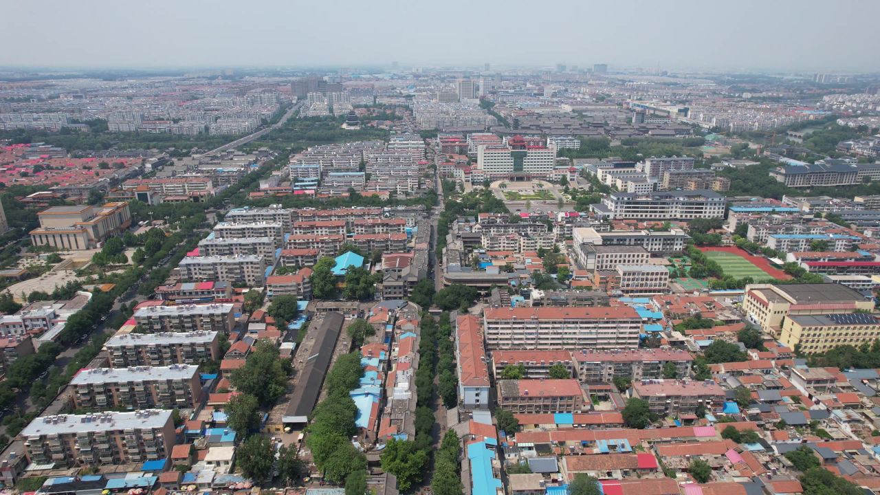 山东青州城市风光青州古城航拍 