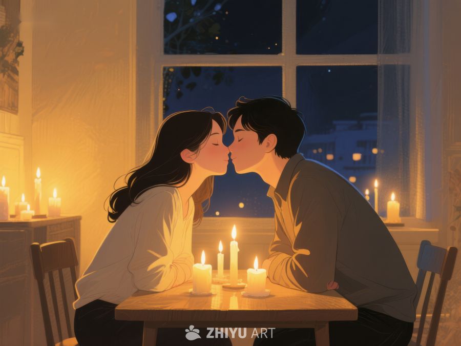 烛光晚餐中的浪漫一吻 1245