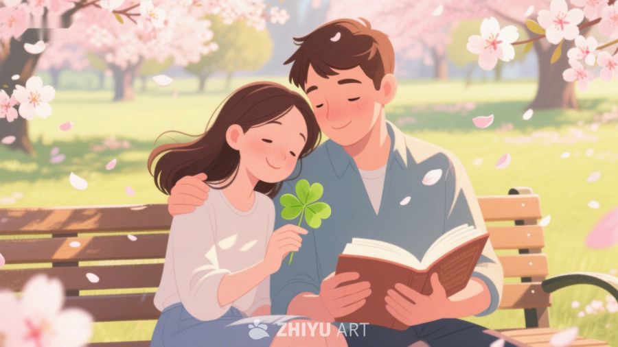 春日公园里的情侣阅读时光 92