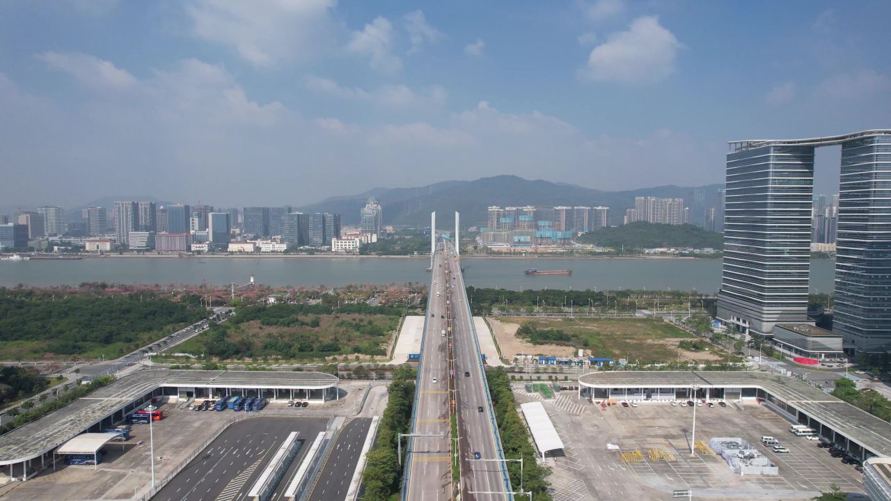 广东珠海横桥大桥桥梁交通航拍 