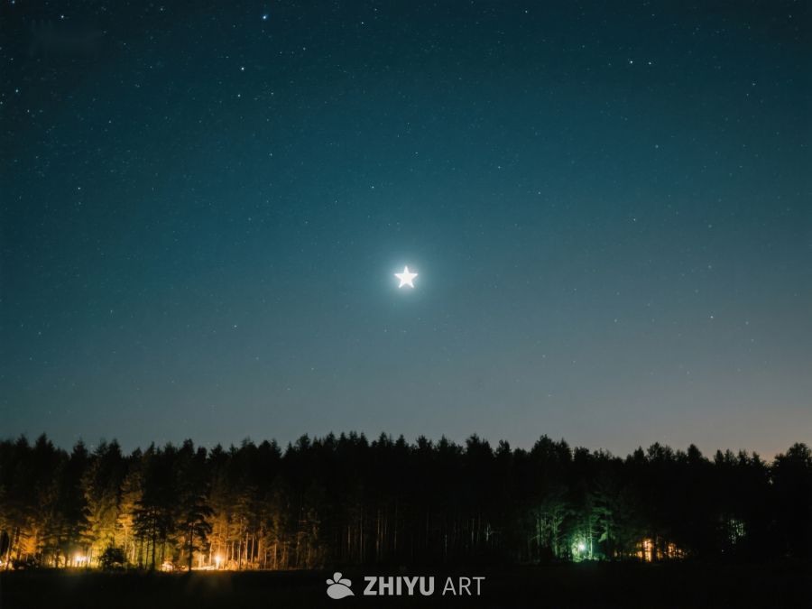 夜空下的森林与明亮星辰 322