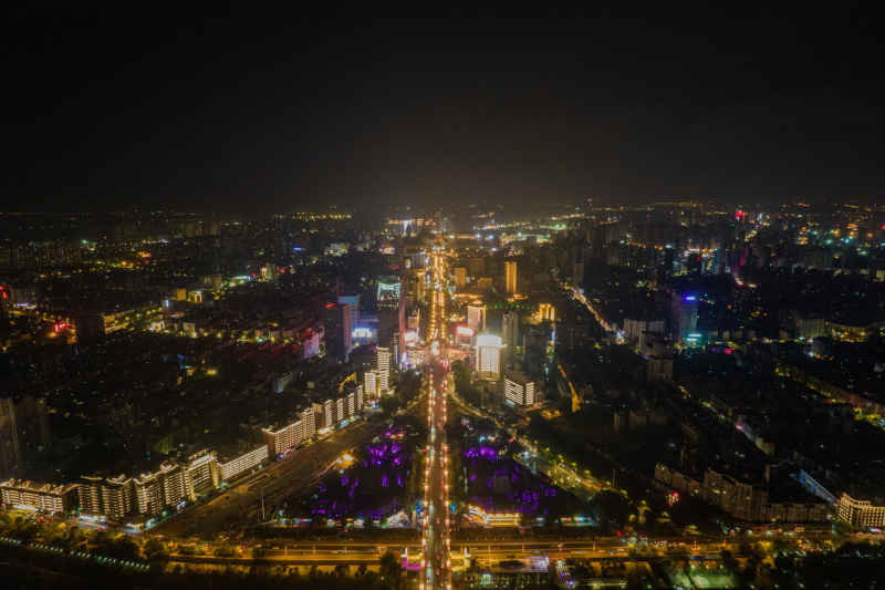 航拍湖南株洲城市夜景