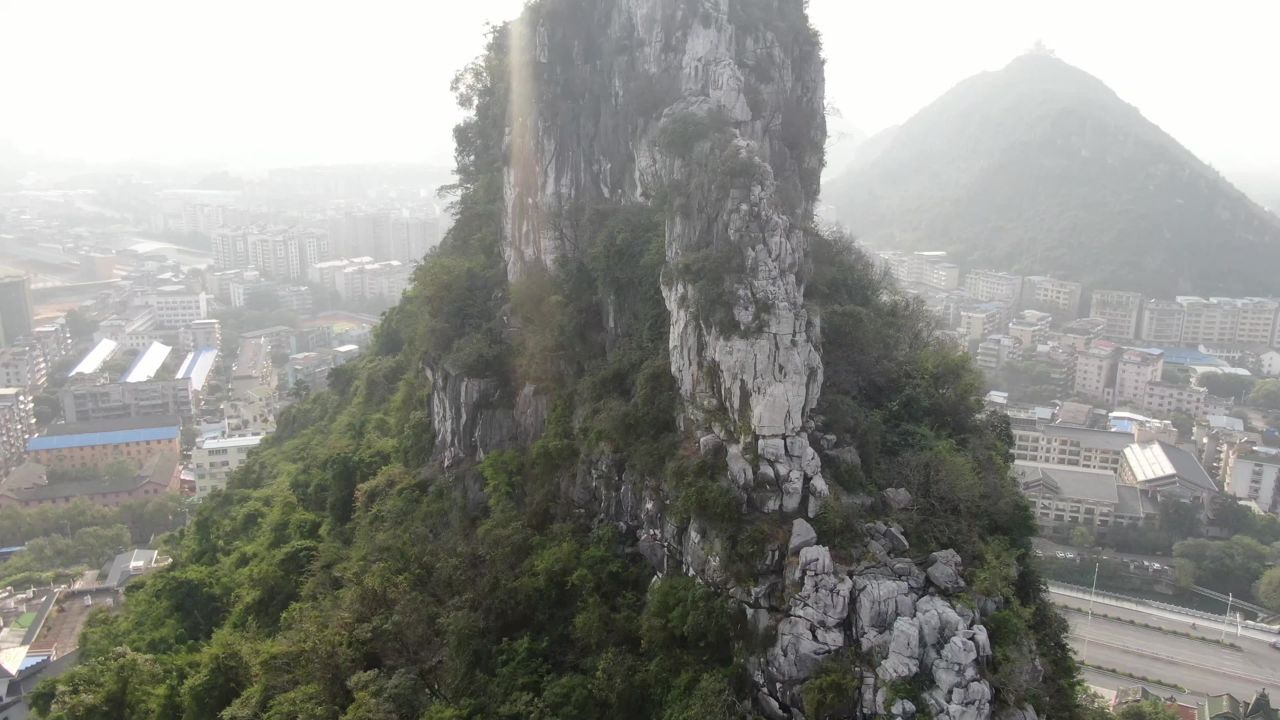 广西桂林城市山水风光航拍 