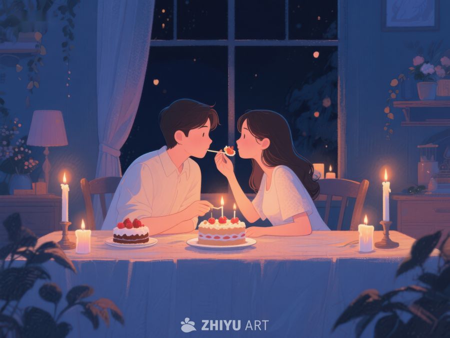 温馨夜晚，情侣共度甜蜜时光 834